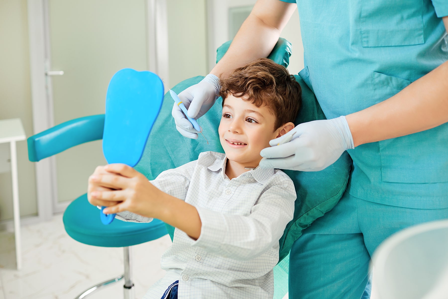 Boy at the pediatric dentist in Golden, CO